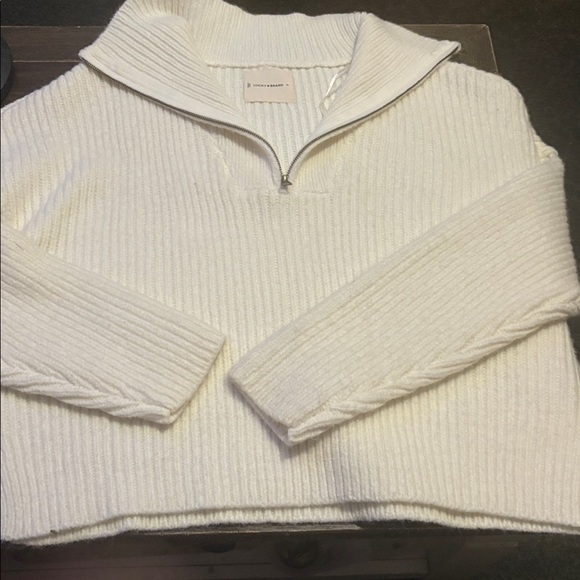 Lucky Brand Cream Ribbed Half-Zip Sweater - Picture 5 of 10
